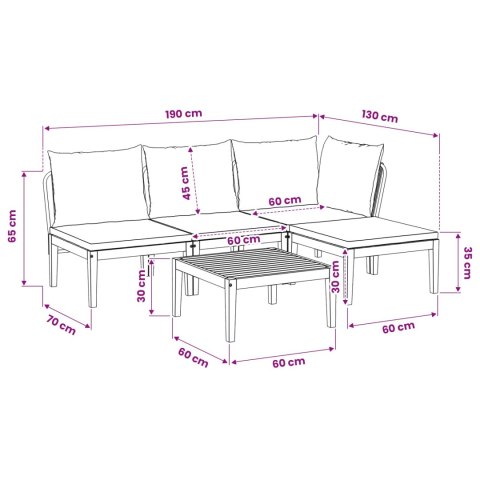 5 pcs Solidne drewno akacjowe i lina naturalny