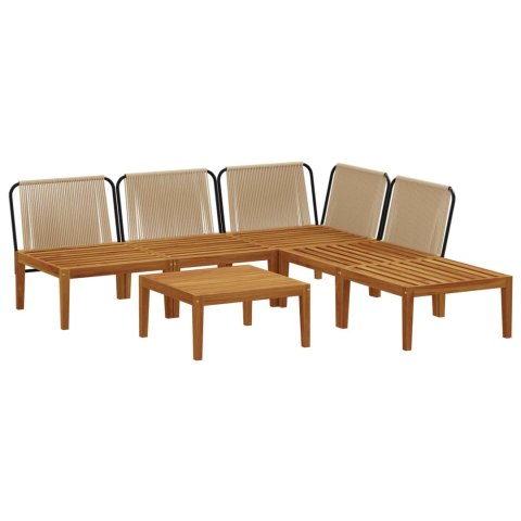 6 pcs Solidne drewno akacjowe i lina naturalny