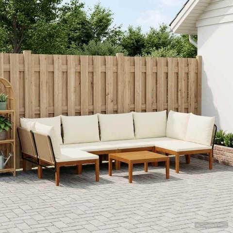 7 pcs Solidne drewno akacjowe i lina naturalny