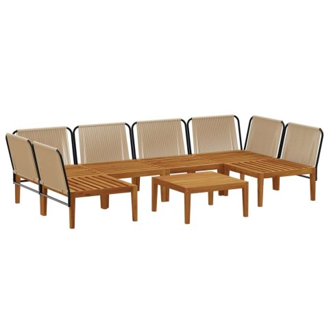 7 pcs Solidne drewno akacjowe i lina naturalny