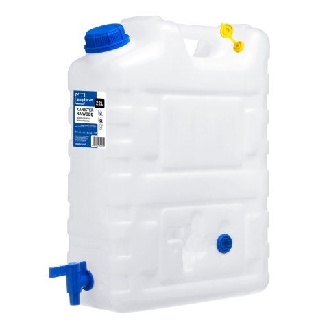 Kanister na wodę pitną z kranikiem i odpowietrznikiem, tworzywo HDPE, 20L