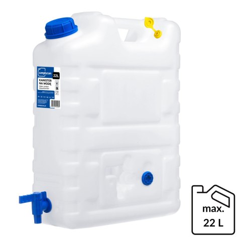 Kanister na wodę pitną z kranikiem i odpowietrznikiem, tworzywo HDPE, 20L