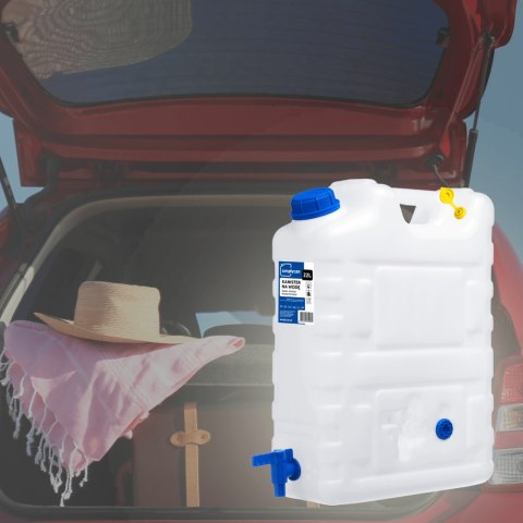 Kanister na wodę pitną z kranikiem i odpowietrznikiem, tworzywo HDPE, 20L