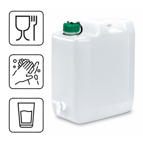 Kanister na wodę pitną z kranikiem i odpowietrznikiem, tworzywo HDPE, 20L