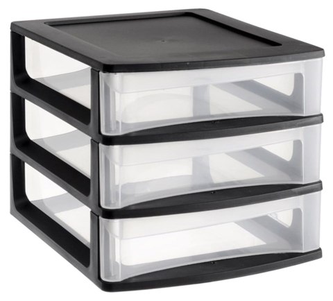 Organizer z szufladami 3A6 18x21,5x16,1 cm czarny z transparentnymi szufladami