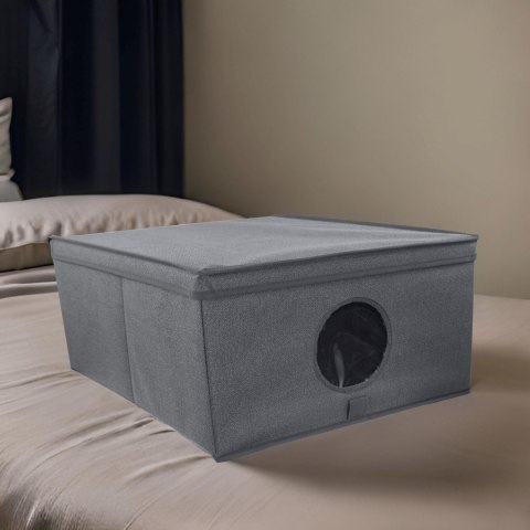 GREY szary organizer do szafy z pokrywą oraz oknem 48x36x19cm