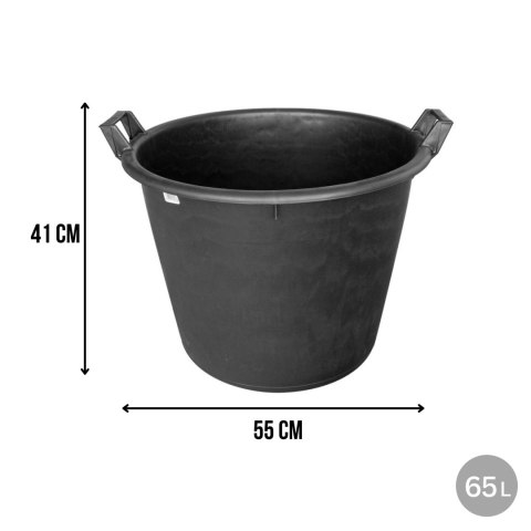 Pojemnik ogrodowy okrągły 65 l, pełne dno, z uchwytami, średnica 55 cm, wysokość 41 cm