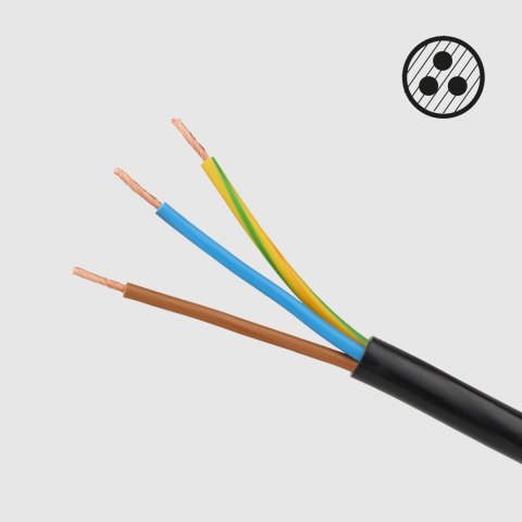 Przedłużacz 3 gniazda 3m typu francuskiego z przełącznikiem (3x1,5mm) Rebel czarny