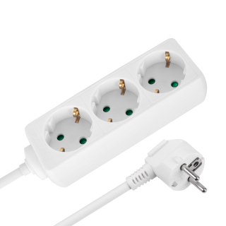 Przedłużacz 3 gniazda 3m typu niemieckiego bez przełącznika (3x1,5mm) Rebel biały
