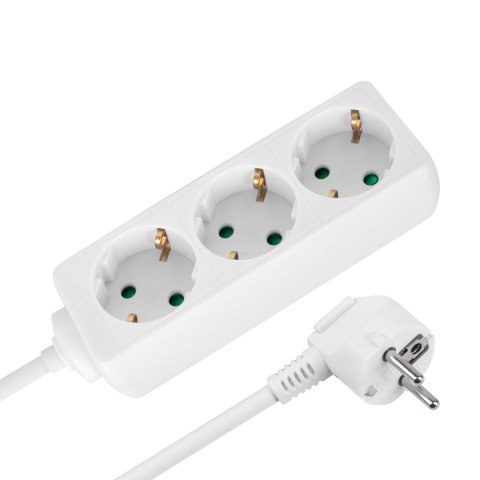 Przedłużacz 3 gniazda 3m typu niemieckiego bez przełącznika (3x1,5mm) Rebel biały