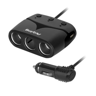 Rozdzielacz gniazda zapalniczki x3 z gniazdem master i USB 3100 mA