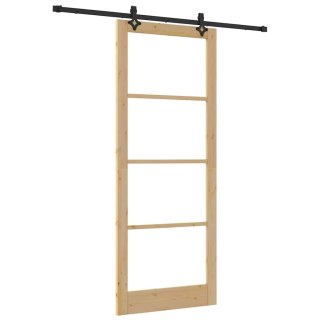 VidaXL Drzwi przesuwne ORKDAL Naturalny i czarny 93 x 232 cm