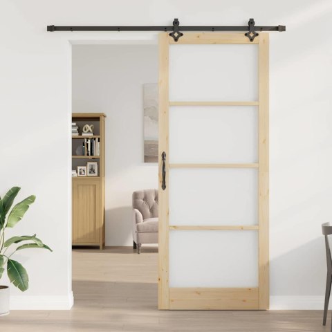 Drzwi przesuwne ORKDAL Naturalny i czarny 93 x 232 cm