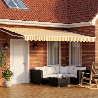 VidaXL Markiza wysuwana żółto-biały 4 x 2 m 100% Poliester i Aluminium