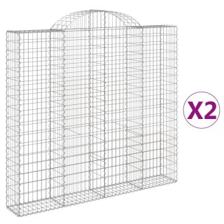 Kosze gabionowe, 2 szt, 200x30x180/200 cm, galwanizowane żelazo