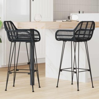 Krzesło barowe 2 szt. Czarny 55 x 52 x 105 cm Rattan i żelazo