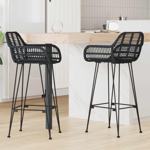 Krzesło barowe 2 szt. Czarny 55 x 52 x 105 cm Rattan i żelazo