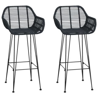 Krzesło barowe 2 szt. Czarny 55 x 52 x 105 cm Rattan i żelazo