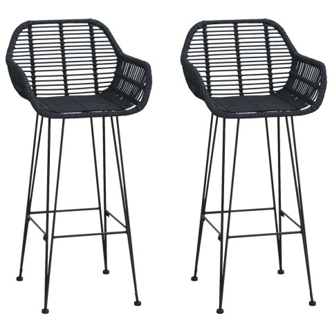 Krzesło barowe 2 szt. Czarny 55 x 52 x 105 cm Rattan i żelazo