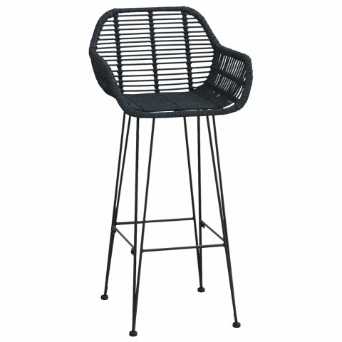 Krzesło barowe 2 szt. Czarny 55 x 52 x 105 cm Rattan i żelazo