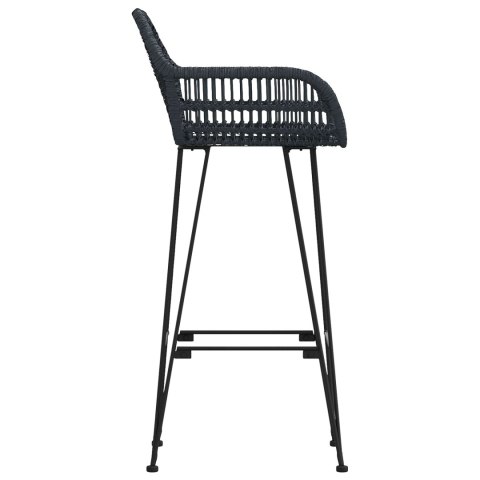 Krzesło barowe 2 szt. Czarny 55 x 52 x 105 cm Rattan i żelazo
