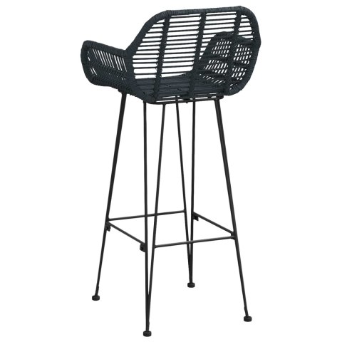 Krzesło barowe 2 szt. Czarny 55 x 52 x 105 cm Rattan i żelazo