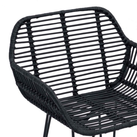 Krzesło barowe 2 szt. Czarny 55 x 52 x 105 cm Rattan i żelazo