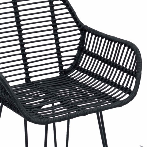 Krzesło barowe 2 szt. Czarny 55 x 52 x 105 cm Rattan i żelazo