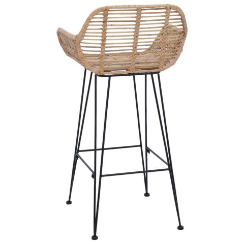 Krzesło barowe 2 szt. Naturalny 55 x 52 x 92 cm Rattan i żelazo