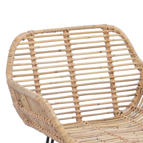 Krzesło barowe 2 szt. Naturalny 55 x 52 x 92 cm Rattan i żelazo