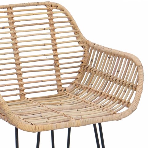 Krzesło barowe 2 szt. Naturalny 55 x 52 x 92 cm Rattan i żelazo