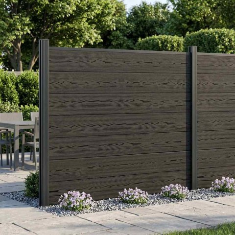 Panel ogrodzeniowy WPC i aluminium Czarny