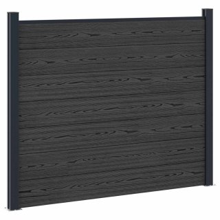 VidaXL Panel ogrodzeniowy WPC i aluminium Czarny