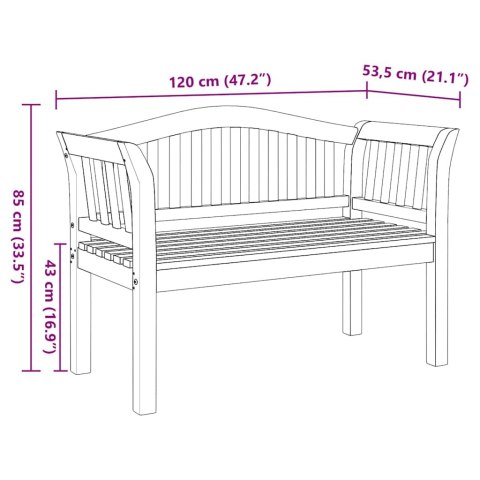 ławka Brązowy 120 x 53,5 x 85 cm Lite drewno tekowe