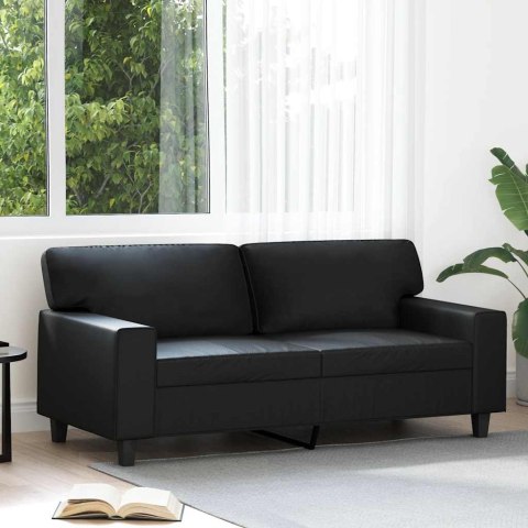 2-osobowa sofa, czarna, 140 cm, sztuczna skóra