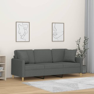 VidaXL 3-osobowa sofa z poduszkami, ciemnoszara, 180 cm, tkanina