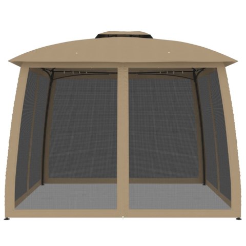 Altana z podwójnym dachem i siatką wokół, taupe, 2,93x2,93 m