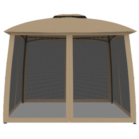 Altana z podwójnym dachem i siatką wokół, taupe, 2,93x2,93 m