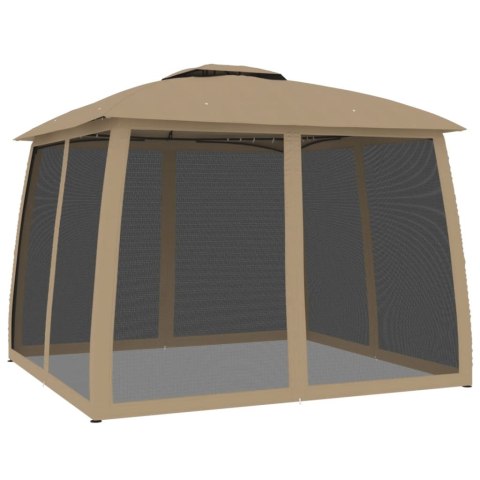 Altana z podwójnym dachem i siatką wokół, taupe, 2,93x2,93 m