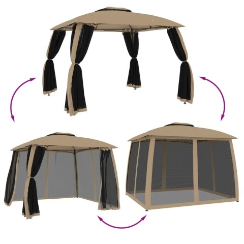 Altana z podwójnym dachem i siatką wokół, taupe, 2,93x2,93 m