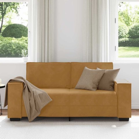 Sofa 2-osobowa, brązowa, 180x78x84 cm, tapicerowana aksamitem