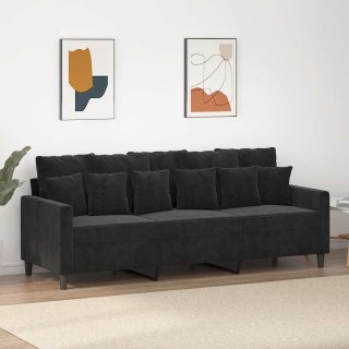 VidaXL Sofa 3-osobowa, czarny, 180 cm, tapicerowana aksamitem