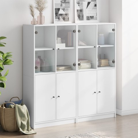 Biblioteczka z drzwiczkami, biała, 136x37x142 cm