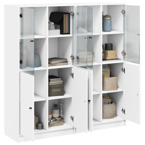 Biblioteczka z drzwiczkami, biała, 136x37x142 cm