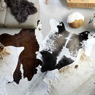 VidaXL Dywanik ze skóry bydlęcej, biało-czarny, 180x220 cm