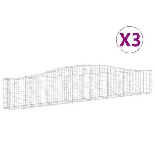 VidaXL Kosze gabionowe, 3 szt, 400x30x60/80 cm, galwanizowane żelazo