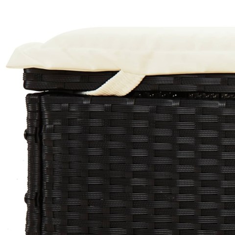 Leżak 2-os., składany dach, czarny, 213x118x97 cm, polirattan