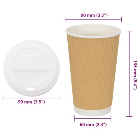 Papierowe kubki z pokrywkami, 1000 szt., 16oz, 400ml