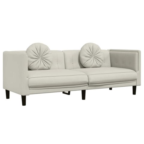 Sofa 3-osobowa z poduszkami, kremowa, aksamit