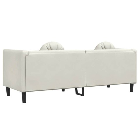 Sofa 3-osobowa z poduszkami, kremowa, aksamit